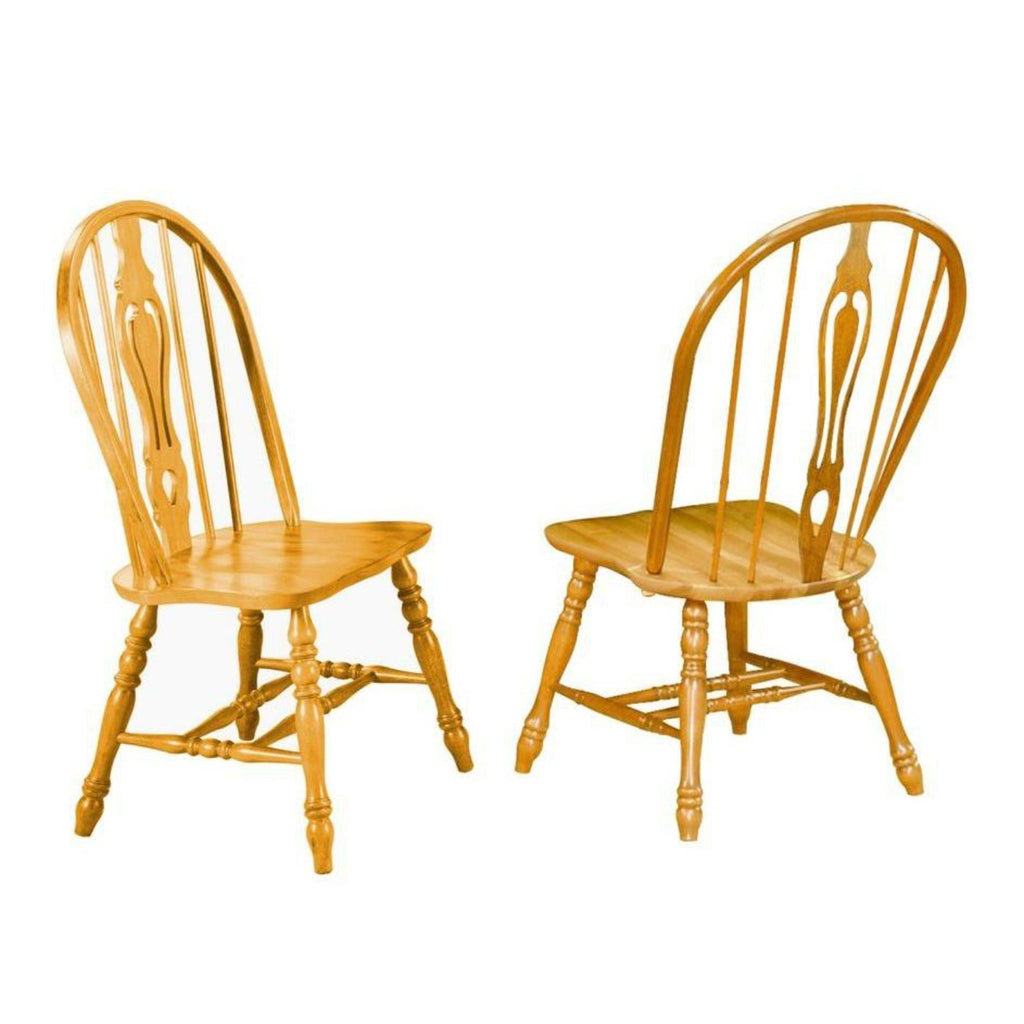 Sunset Trading Oak Selections 5 Piece 72" Rectangular Drop Leaf Extendable Dining Set | Keyhole Windsor Chairs | Seats 8 -  DLU-TDX3472-124S-LO5PC