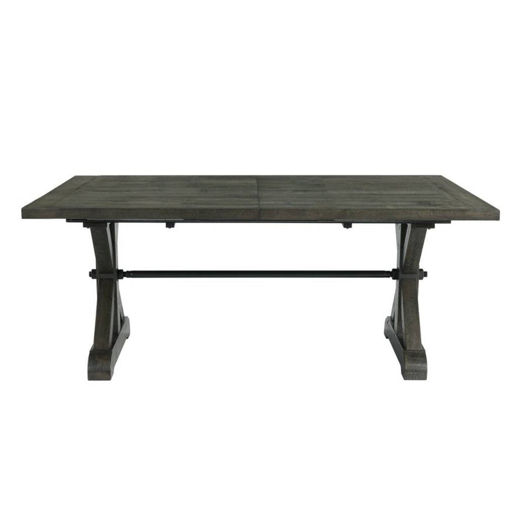 Sunset Trading Trestle 96" Rectangular Extension Pedestal Dining Table | Distressed Gray Wood -  ED-SK100