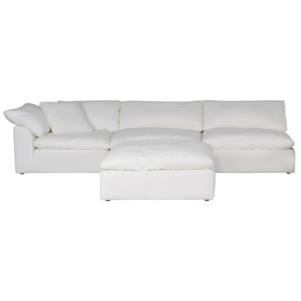 Sunset Trading Cloud Puff 4 Piece 132" Wide Slipcovered Modular Sectional Sofa with Ottoman - SU-1458-81-1C-2A-1O