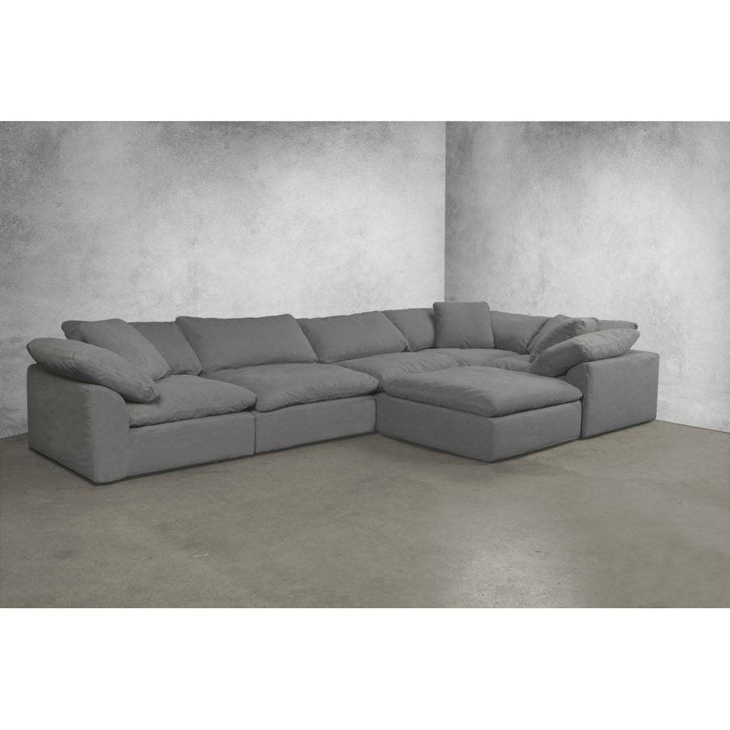 Sunset Trading Cloud Puff 4 Piece 132" Wide Slipcovered Modular Sectional Sofa with Ottoman - SU-1458-94-1C-2A-1O