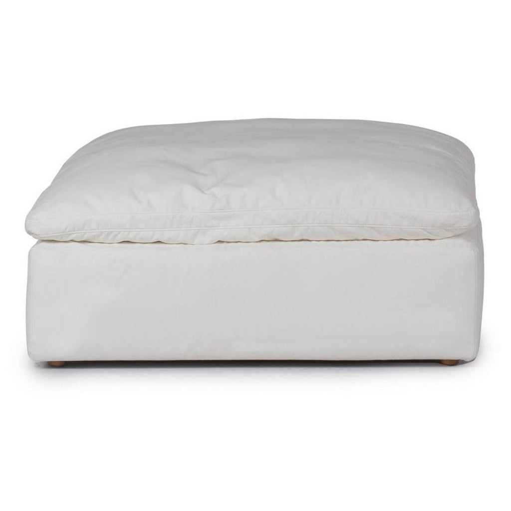 Sunset Trading Cloud Puff Slipcovered 44" Square Sectional Modular Ottoman | Stain Resistant Performance Fabric | White - SU-145830-391081