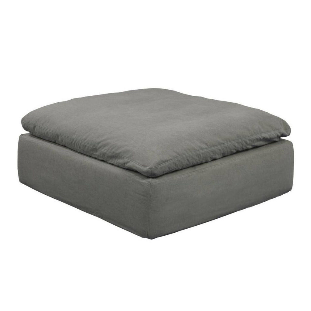 Sunset Trading Cloud Puff Slipcovered 44" Square Sectional Modular Ottoman | Stain Resistant Performance Fabric | Gray -   SU-145830-391094