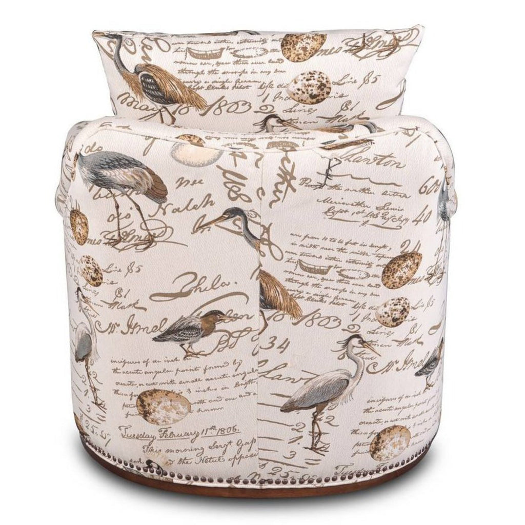 Sunset Trading Birdscript Swivel Chair | Low Back | Rolled Arms | Nailhead Trim -  SU-1593-93-854825