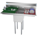 KOOLMORE 44 in. One Compartment Stainless Steel Commercial Sink with 2 Drainboards, Bowl Size 12"x 16"x 10"  - SA121610-16B3.