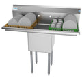 KOOLMORE 45 in. One Compartment Stainless Steel Commercial Sink with Drainboards, Bowl Size 15"x 15"x 12" -  SA151512-15B3.