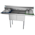 KOOLMORE 60 in. Two Compartment Stainless Steel Commercial Sink with 2 Drainboards, Bowl Size 15"x 15"x 12" -  SB151512-15B3.