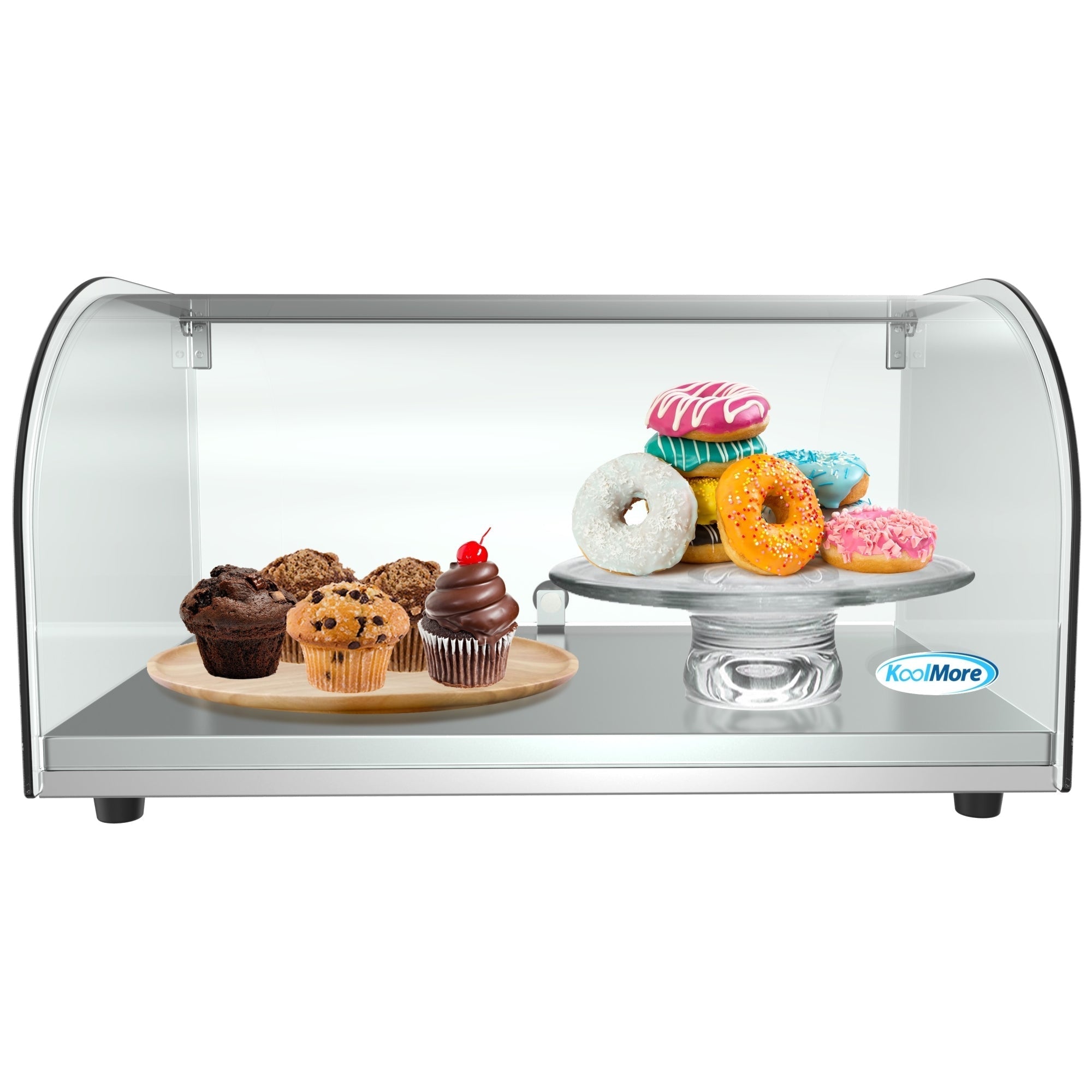 KOOLMORE DC1C 22 in. Countertop Bakery Display Case with Front Curved Glass and Rear Door, 0.9 cu. ft. DC-1C - DC1C