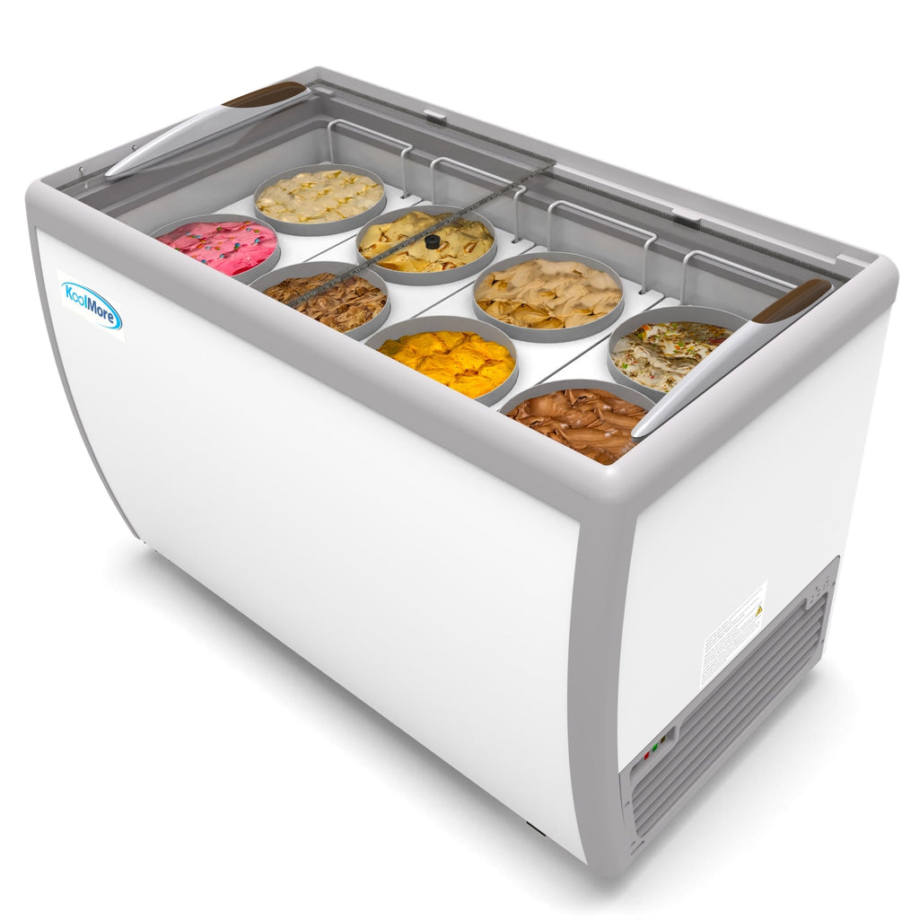 KOOLMORE 50 in. 8 Tub Ice Cream Dipping Cabinet Display Freezer with Sliding Glass Door, 13 cu. ft. - KMICD49SD
