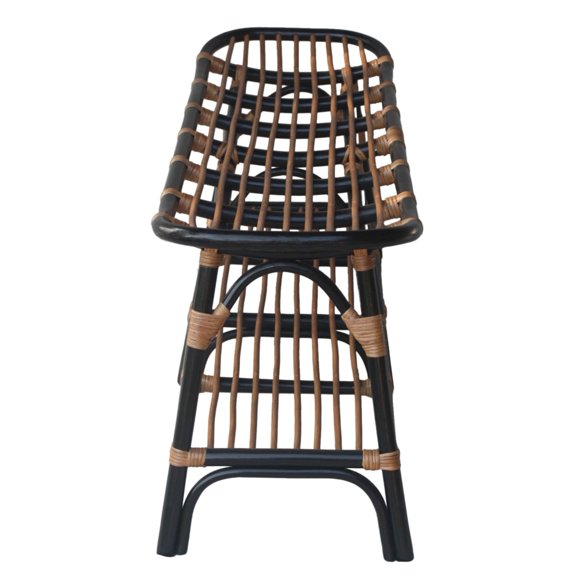 New Pacific Direct Damara Rattan Bench w/ Shelf  - 2400037-B