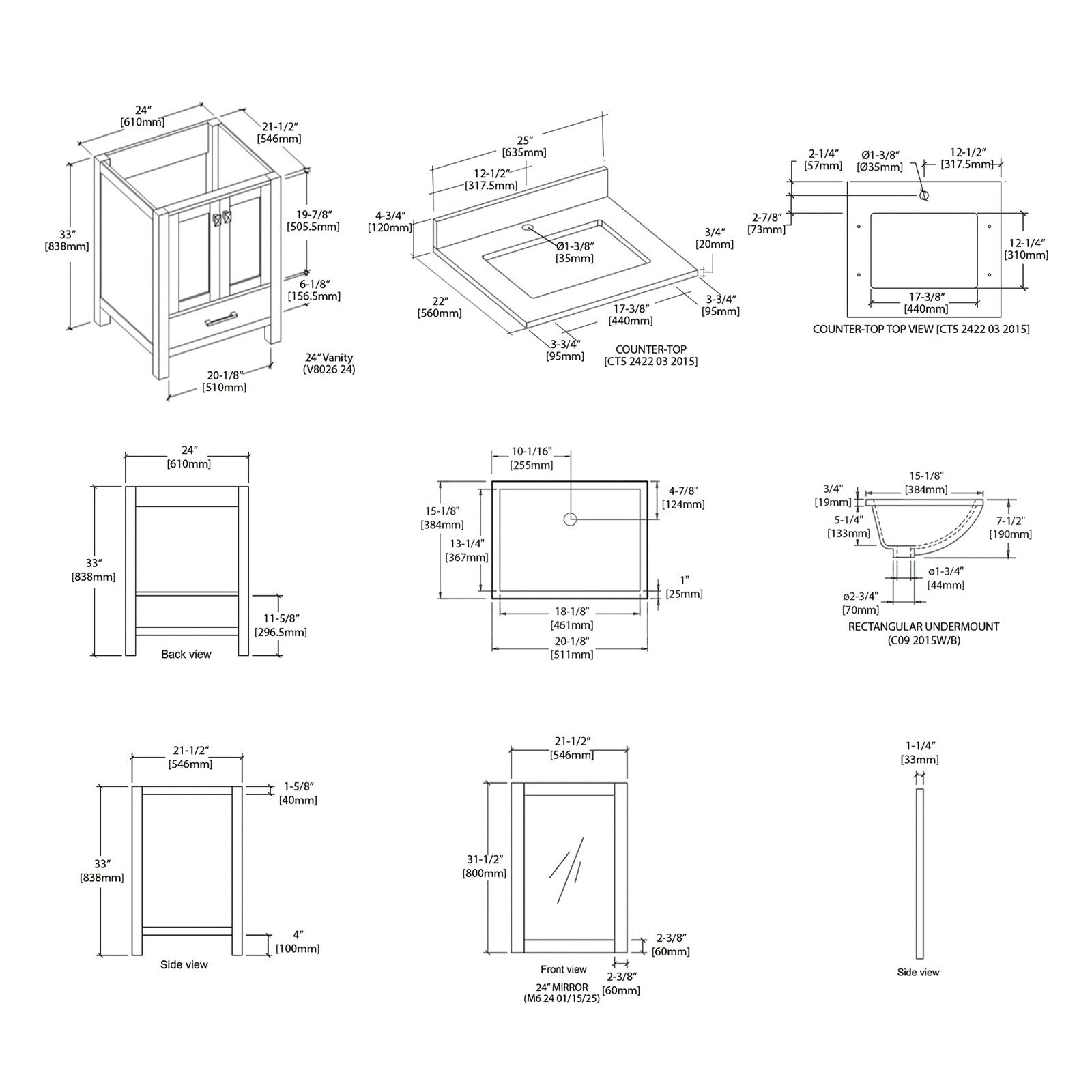 Blossom Geneva 24″ Bathroom Vanity - V8026 24 01