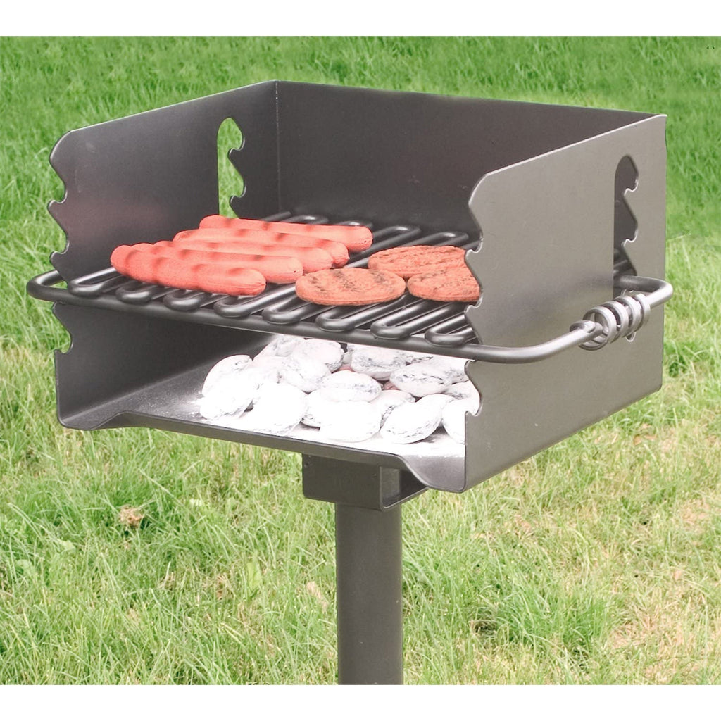 Pilot Rock CBP-135 Park Style Outdoor BBQ Charcoal Grill with Swivel, 3 Pack - 415878