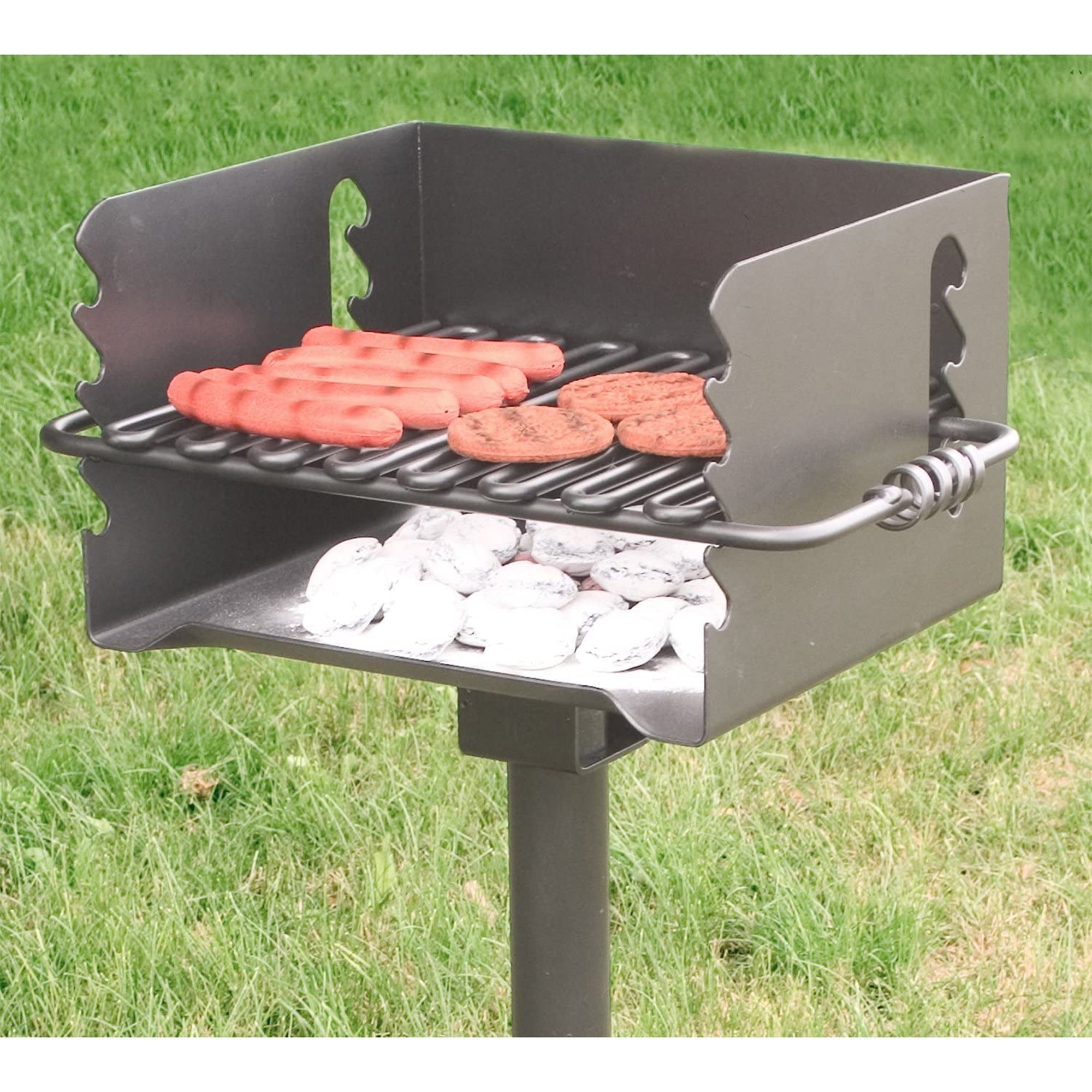 Pilot Rock CBP-135 Park Style Outdoor BBQ Charcoal Grill with Swivel, 3 Pack - 415878