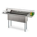 KOOLMORE 75 in Three Compartment Commercial Sink, Bowl Size 15x15x14, 18 Gauge Stainless-Steel with 2 Drainboards - KMSC15151415B3