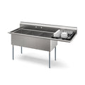 KOOLMORE KMSC18241424R3 81 in. Three Compartment Commercial Sink Bowl Size 18x24x14 Stainless-Steel 18 Gauge with Right Drainboard  - KM-SC182414-24R3