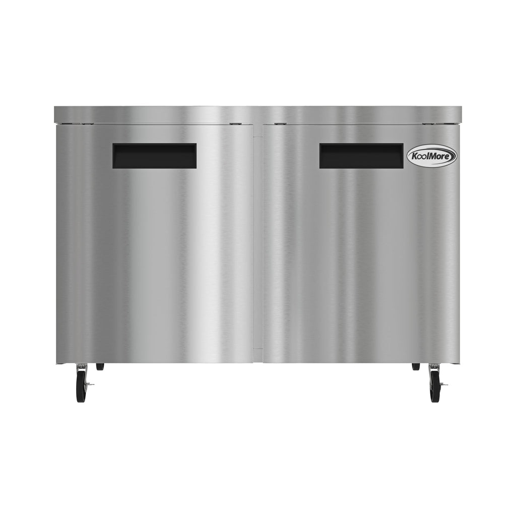 KOOLMORE KMUCR2DSS 48 in. Two Door Commercial Undercounter Refrigerator in Stainless-Steel 11 cu. ft.  - KM-UCR-2DSS