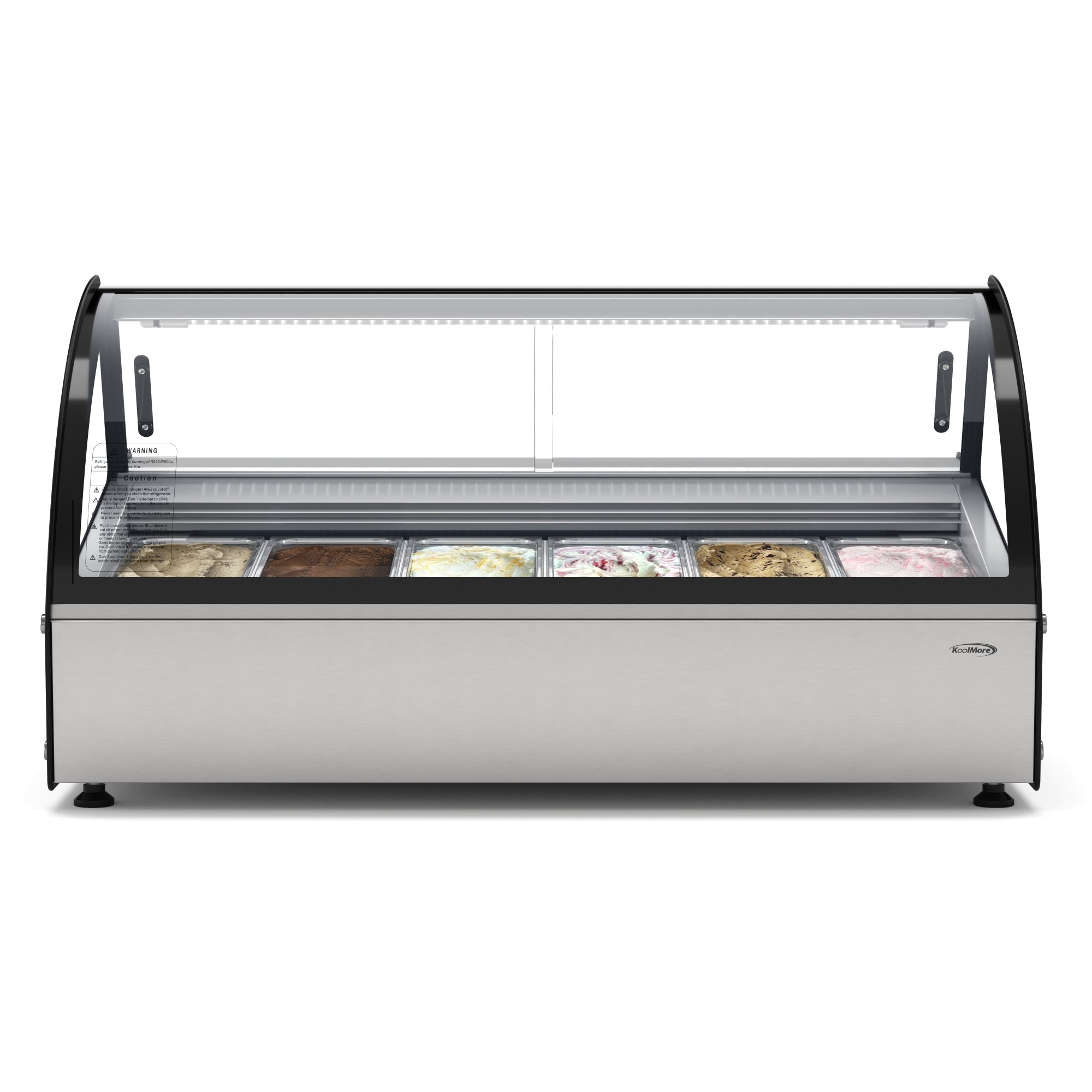 KOOLMORE 46 in. Countertop Gelato Display Case with 6 Pans and Built-in Glass Sneeze Guard in Stainless-Steel  - KMCGD6P