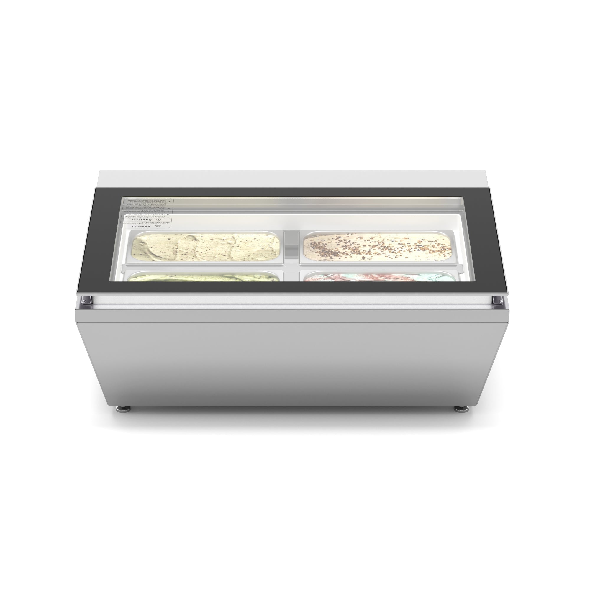 KOOLMORE 31 in. Countertop Ice Cream Display case with 4 Pans and Glass Sneeze Guard in Stainless-Steel - KMCGD8HP