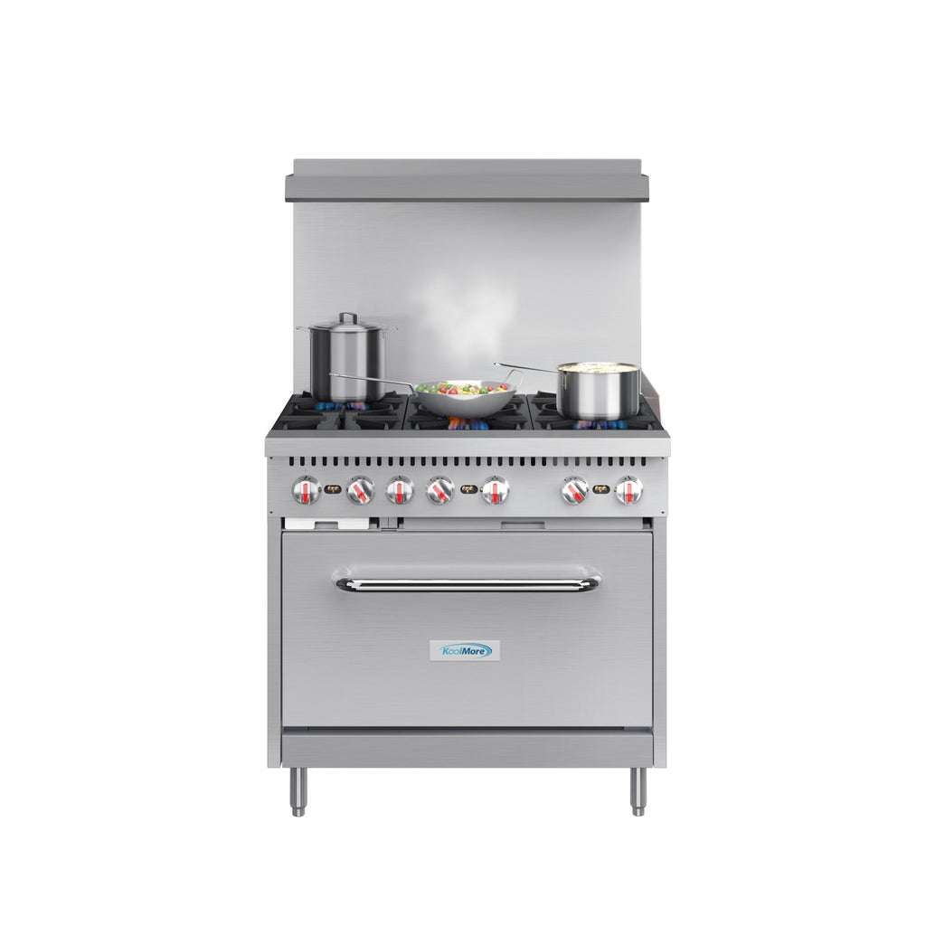 KOOLMORE 36 in. 6 Burner Commercial Liquid Propane Range in Stainless-Steel - KMCR36LP