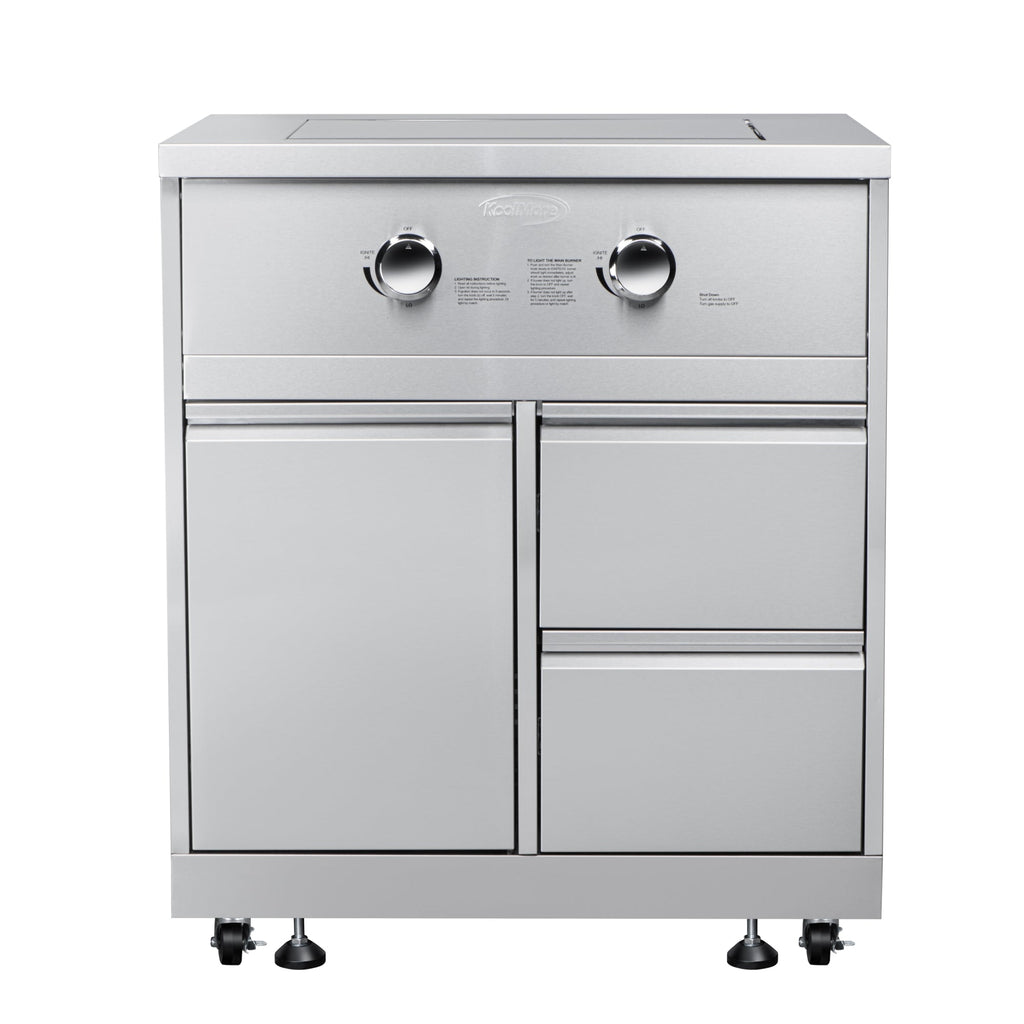 KOOLMORE 32 in. Outdoor Kitchen Liquid Propane Side Burner with Bottom Cabinet in Stainless-Steel - KM-OKS-SBC