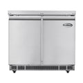 KOOLMORE 36 in. Commercial Refrigerated Prep Station Cold Table, Stainless-Steel Refrigerator with 6-Pan (Not Included) with Cover Capacity and Two Adjustable Shelves  - KM-RBT-36C