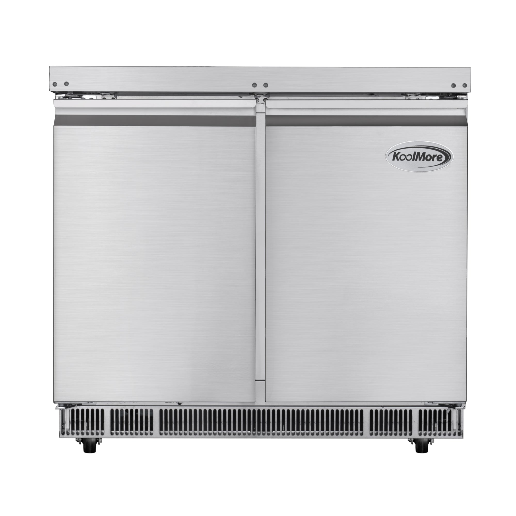 KOOLMORE 36 in. Commercial Refrigerated Prep Station Cold Table, Stainless-Steel Refrigerator with 6-Pan (Not Included) with Cover Capacity and Two Adjustable Shelves  - KM-RBT-36C