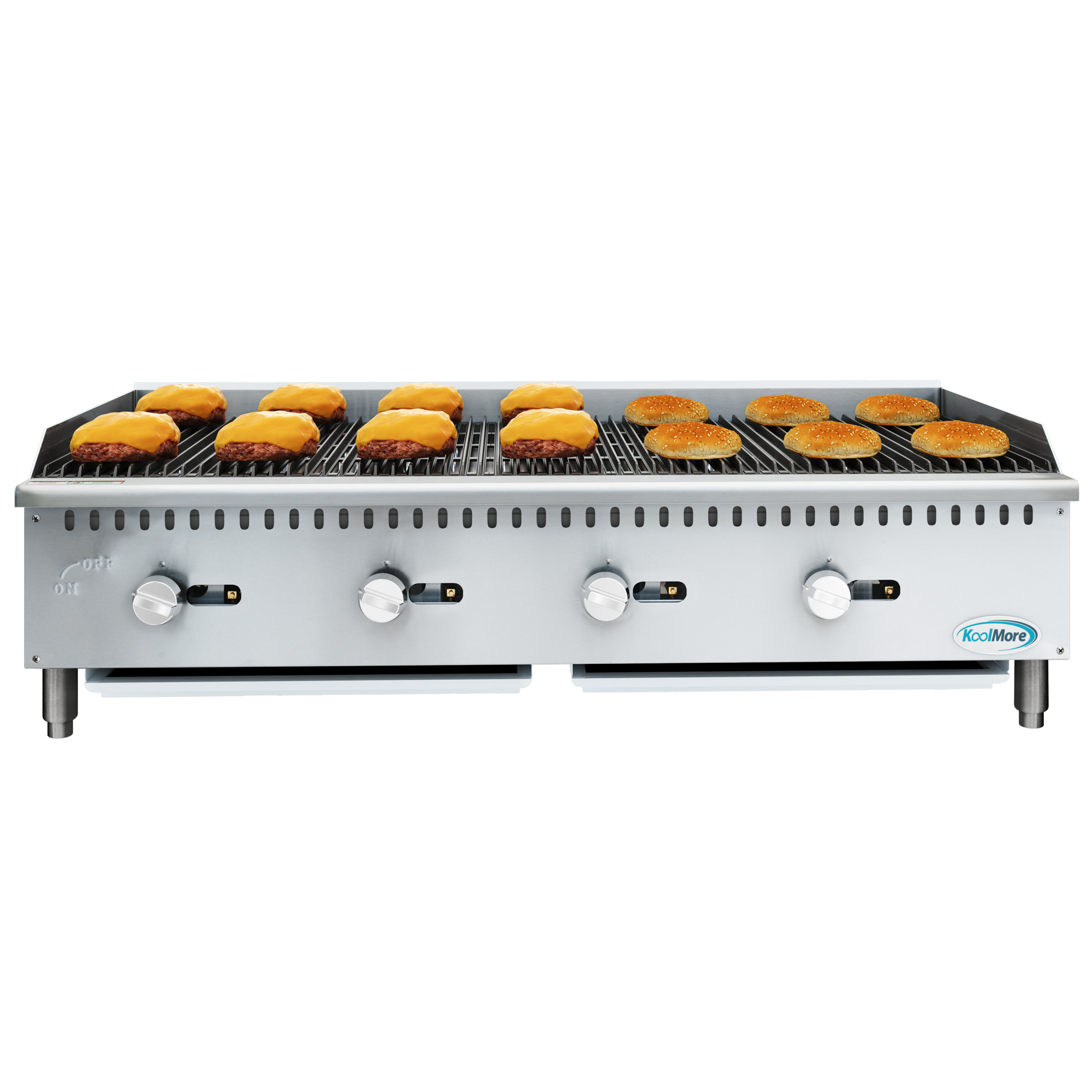 KOOLMORE 48 in. Commercial 4-Burner Natural Gas Charbroiler with 120,000 BTU in Stainless-Steel  - KMGCB448M