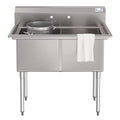KOOLMORE KMSB181814N3 42 in. 18-Gauge 2-Compartment Commercial Sink with Backsplash, Bowl Dimensions 18"x18"x14" in Stainless-Steel  - KM-SB181814-N3