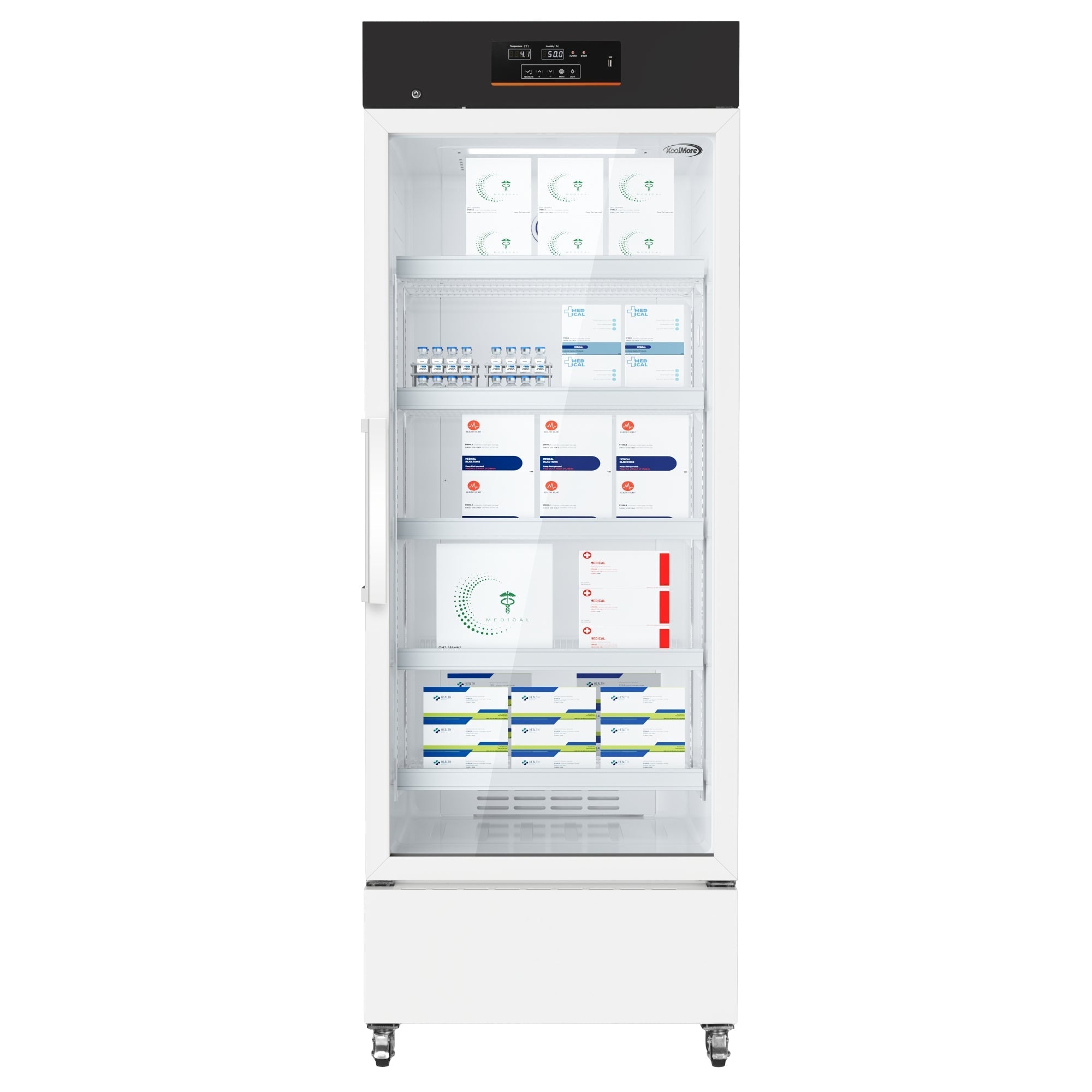 KOOLMORE 15 cu. ft. Medical Pharmacy Refrigerator With Multi-Level Emergency Alarms in White, UL Listed  - KM-PHR-15C