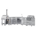 KOOLMORE KoolMore Outdoor Kitchen Series Modular Kitchen with a Wood fire Pizza Oven, 3 Drawer Cabinet, Corner Cabinet, Sink, Side Burner, 30 in. BBQ Grill and Cabinet in Stainless-Steel  - KMOKSKITCONFIG110