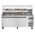 KOOLMORE 79 in. Three-Door Commercial Refrigerated Granite Top Pizza Prep Station - KMRPCPS2D79GRT