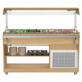 KOOLMORE 59 in. Commercial Refrigerated Buffet Table with Capacity for 4 Full-Size GN Pans, Featuring Adjustable Cover, a Serving Rail and 4 Lockable Casters in Wooden Finish  - KM-RBT-54ACS