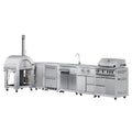 KOOLMORE KoolMore Outdoor Kitchen Series Modular Kitchen with a Wood Fire Pizza Oven, Corner Cabinet, Refrigerator and Cabinet, Sink, Side Burner and 30 in. BBQ Grill with Cabinet in Stainless-Steel - KMOKSKITCONFIG112
