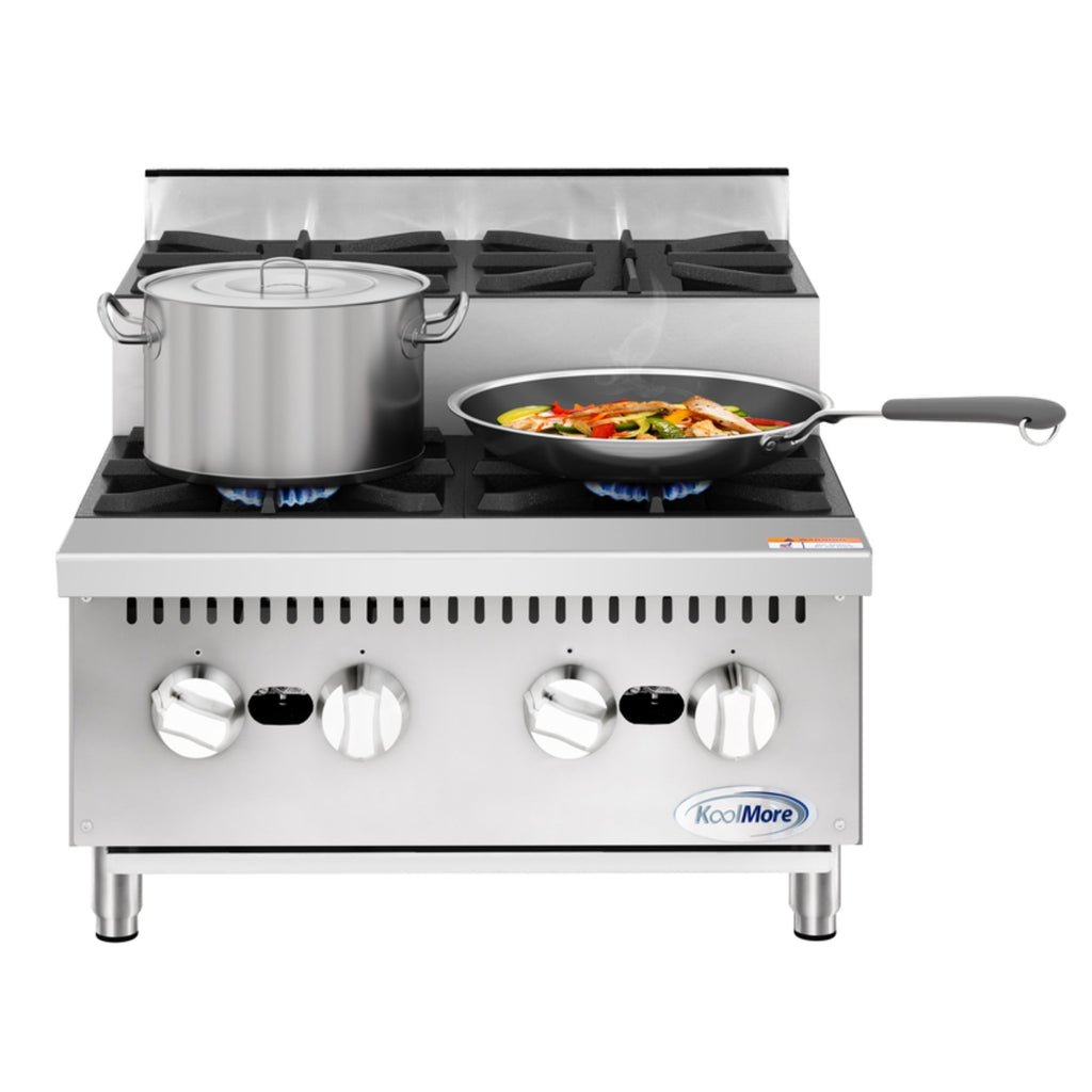 KOOLMORE 24 in. Commercial Four-Burner Step Up Range, 104000 BTU in Stainless-Steel  - KMCRSU24