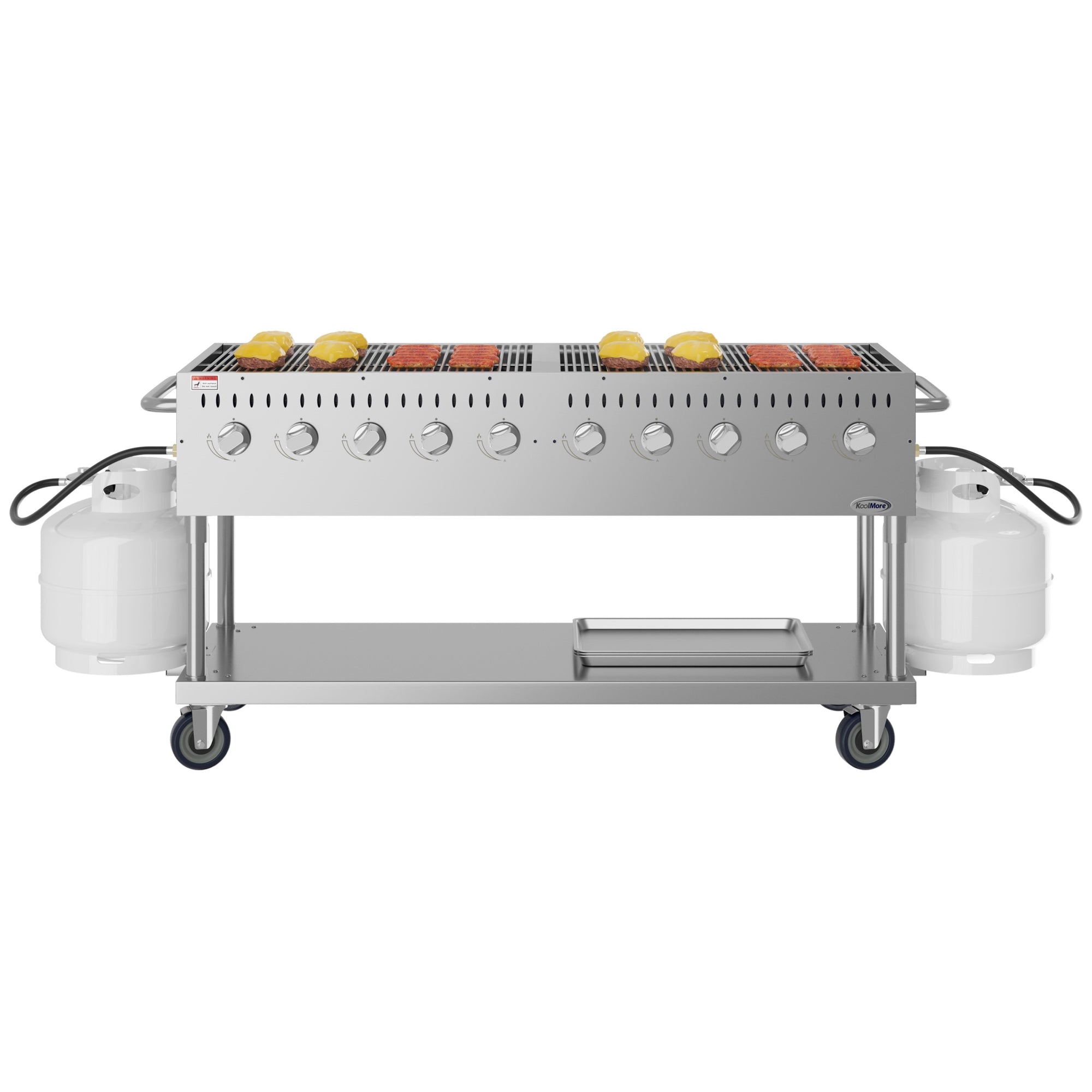 KOOLMORE  72 in. Commercial Mobile Outdoor Propane Gas Grill, ETL Listed in Stainless-Steel  - KMCGM72