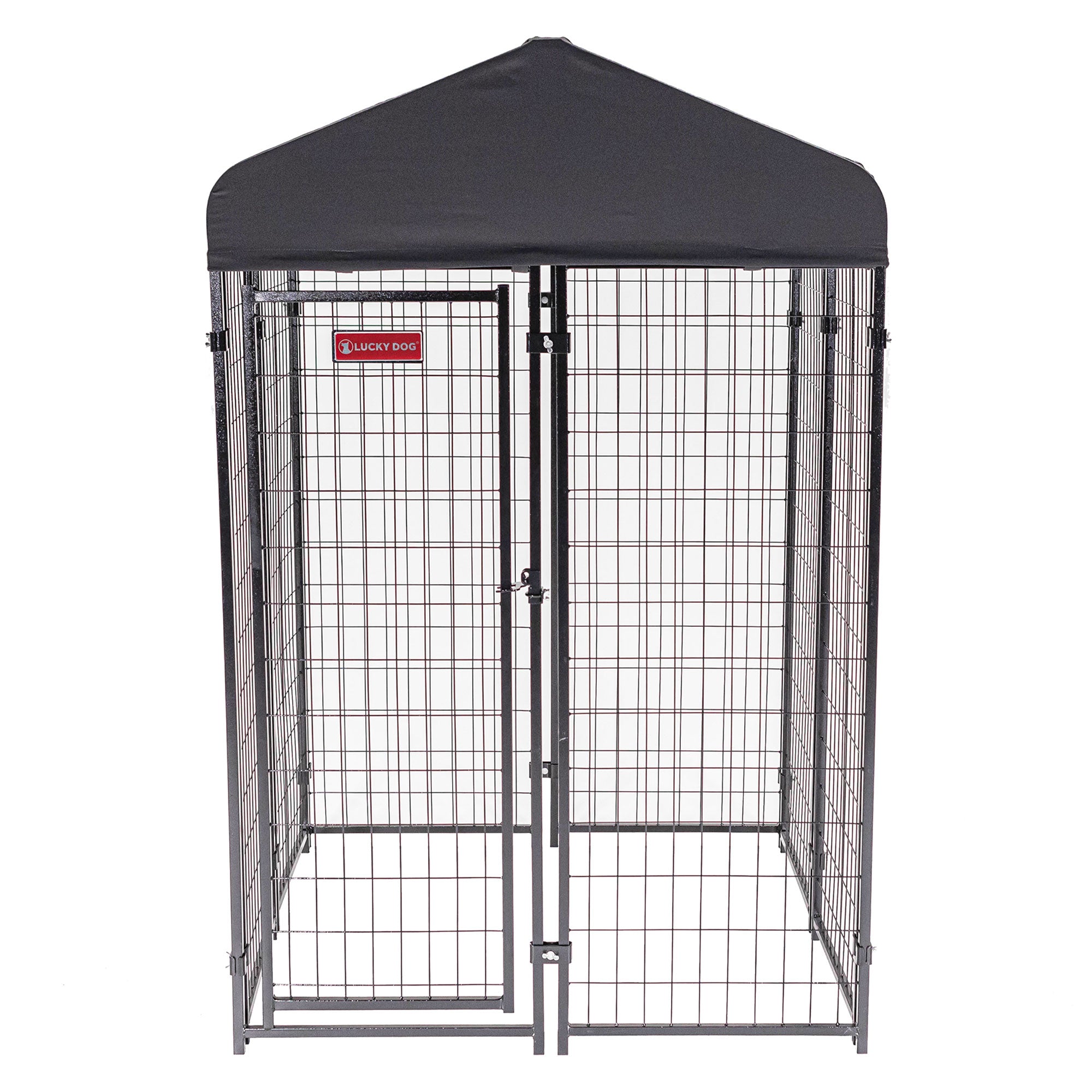 Lucky Dog STAY Series 4 x 4 x 6 Foot Roofed Steel Frame Studio Dog Kennel, Grey - 268849