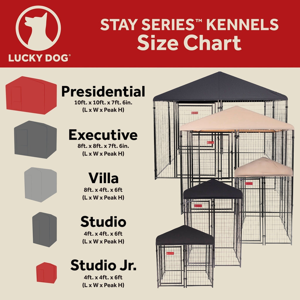 Lucky Dog STAY Series 4 x 4 x 6 Foot Roofed Steel Frame Studio Dog Kennel, Khaki - 268850