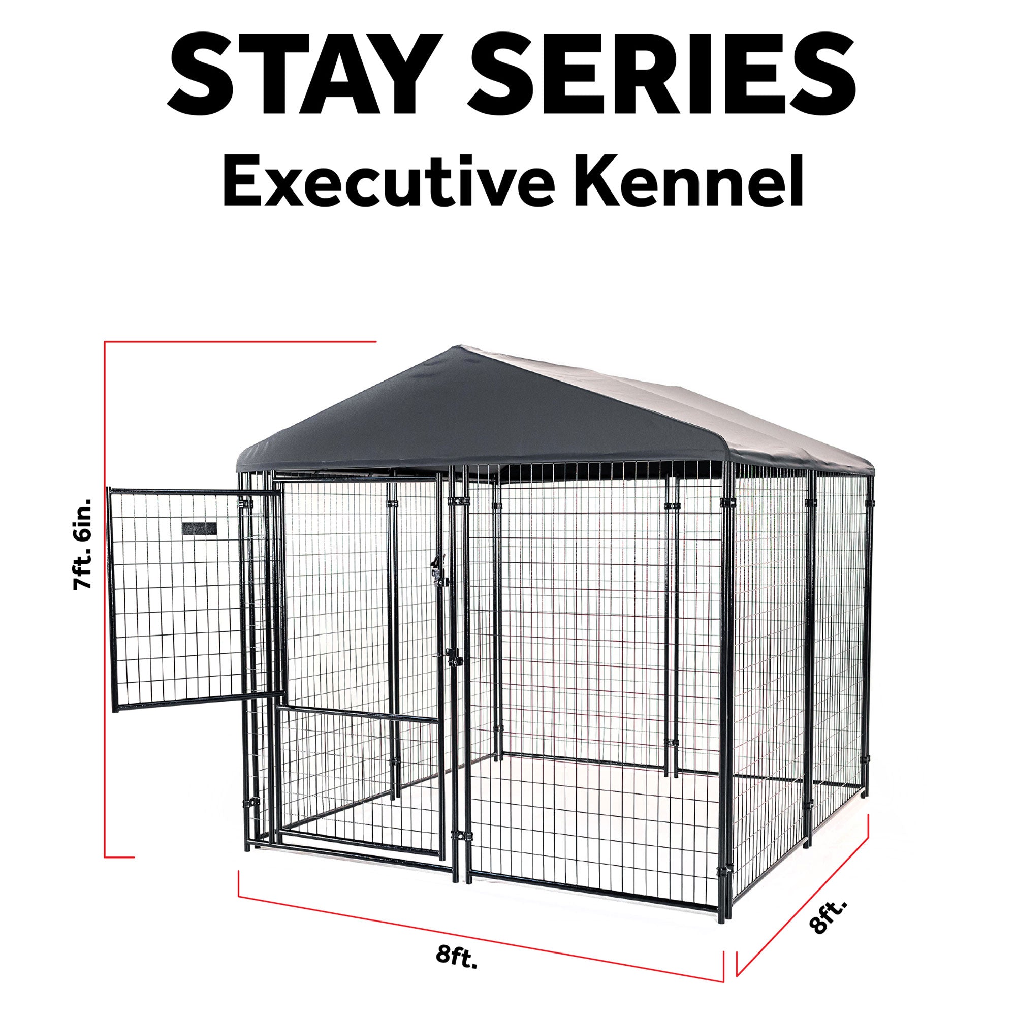 Lucky Dog STAY Series 8 x 8 x 6 Foot Roofed Steel Frame Executive Dog Kennel - 268968