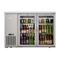 KOOLMORE 47 in. Commercial Two Glass Door Back Bar Cooler Refrigerator with Side Condenser and Compressor, LED Lighting, 11 Cu. Ft Capacity in Stainless-Steel  - KMBC2GDSCSS