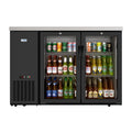 KOOLMORE 47 in. Commercial Two Glass Door Back Bar Cooler Refrigerator with Side Condenser and Compressor, LED Lighting, 11 Cu. Ft Capacity in Black  - KMBC2GDSCBK