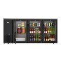 KOOLMORE 72 in. Commercial Three Glass Door Back Bar Cooler Refrigerator with Side Condenser and Compressor, LED Lighting, 18 Cu. Ft Capacity in Black  - KMBC3GDSCBK