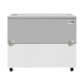 KOOLMORE 49 in. Commercial Milk Cooler for School and Cafeteria, 12 Crate Capacity with Heavy Duty Casters in Stainless Steel and White  - KMMC49HDC