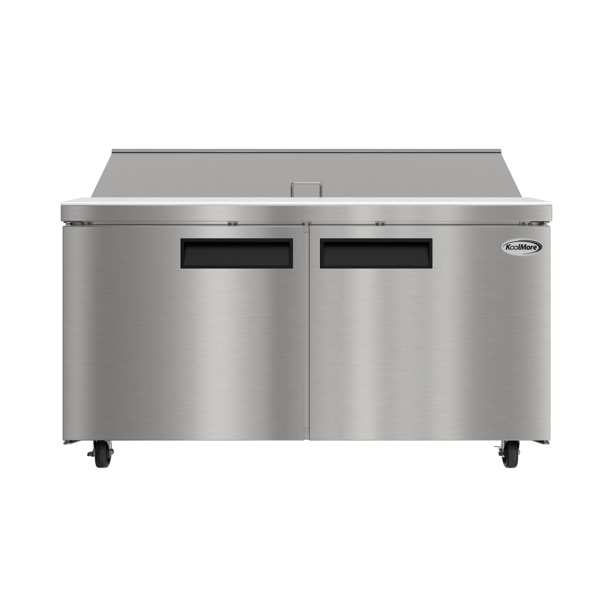 KOOLMORE 60" Commercial 2 Door Refrigerated Salad and Sandwich Prep Table, 16 Pan Capacity and 18.4 Cubic Feet of Storage - KMPTR602D