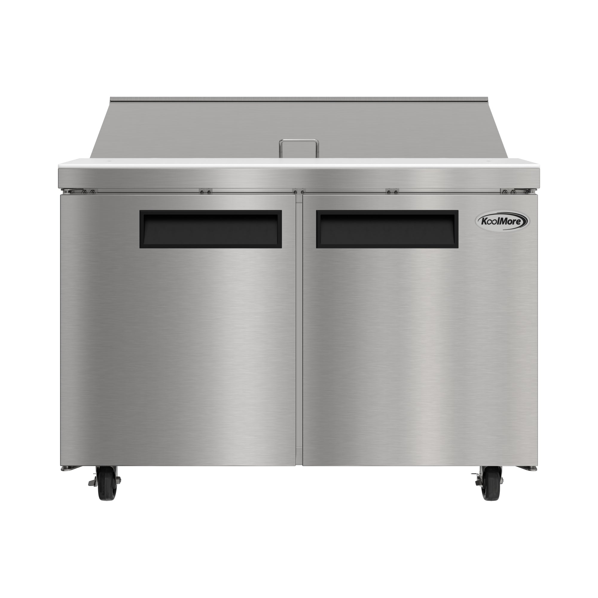 KOOLMORE 46" Commercial 2 Door Refrigeratd Salad and Sandwich Prep Table, 12 Pan Capacity and 14 Cubic Feet of Storage - KMPTR462D