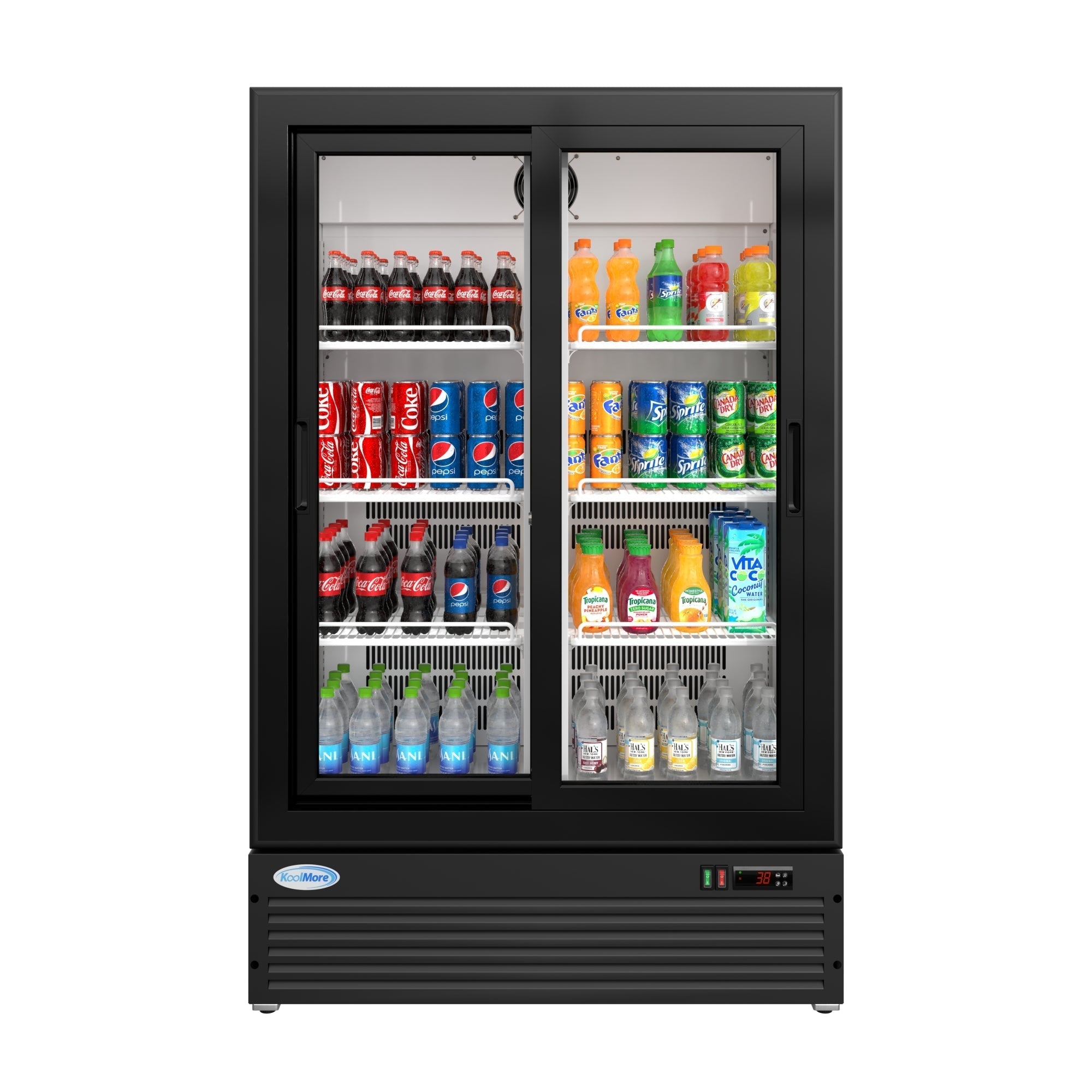 KOOLMORE 35 In. 10 Cu. Ft. Low Height - Aisle End Retail Display Merchandiser Refrigerator in Black For SuperMarket, Deli, No Frost - KMAEM210CSL
