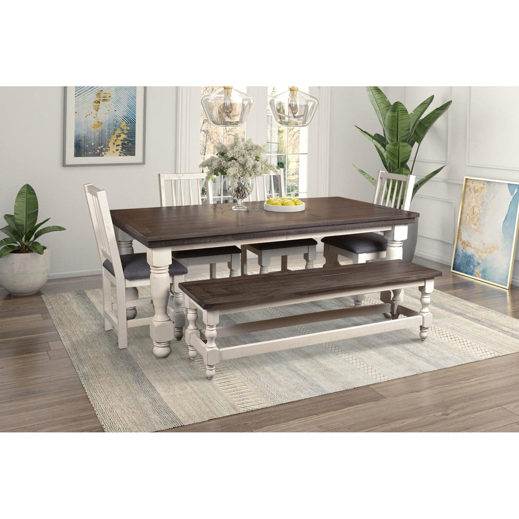 Sunset Trading Rustic French 78" Rectangular Dining Table | Distressed White and Brown Solid Wood HH-8750-078