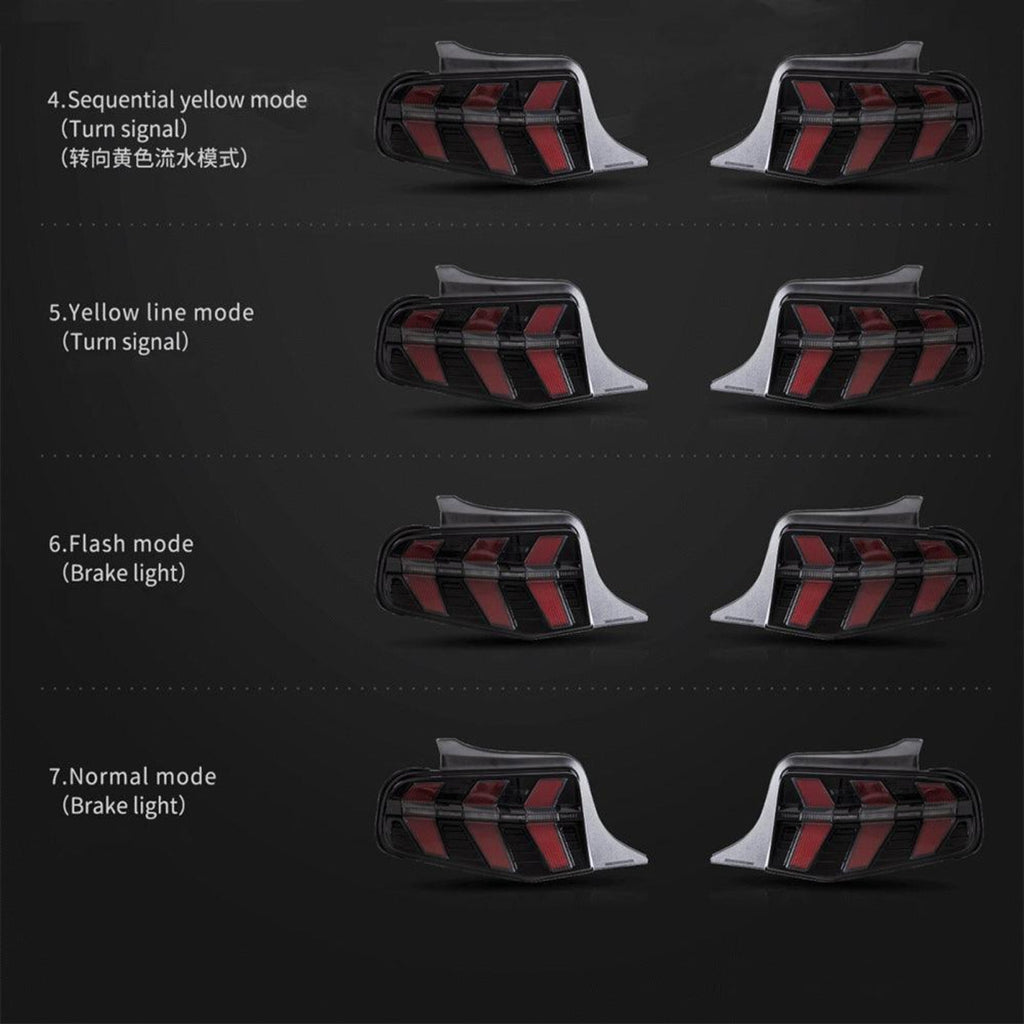 Auxbeam LED Tail Lights Assembly With 5 Modes Turn Signal 2 Modes Brake Lighting Smoked For 2010-2012 Ford Mustang 5th Gen (S-197 II) Pre-Facelift - ZC000162