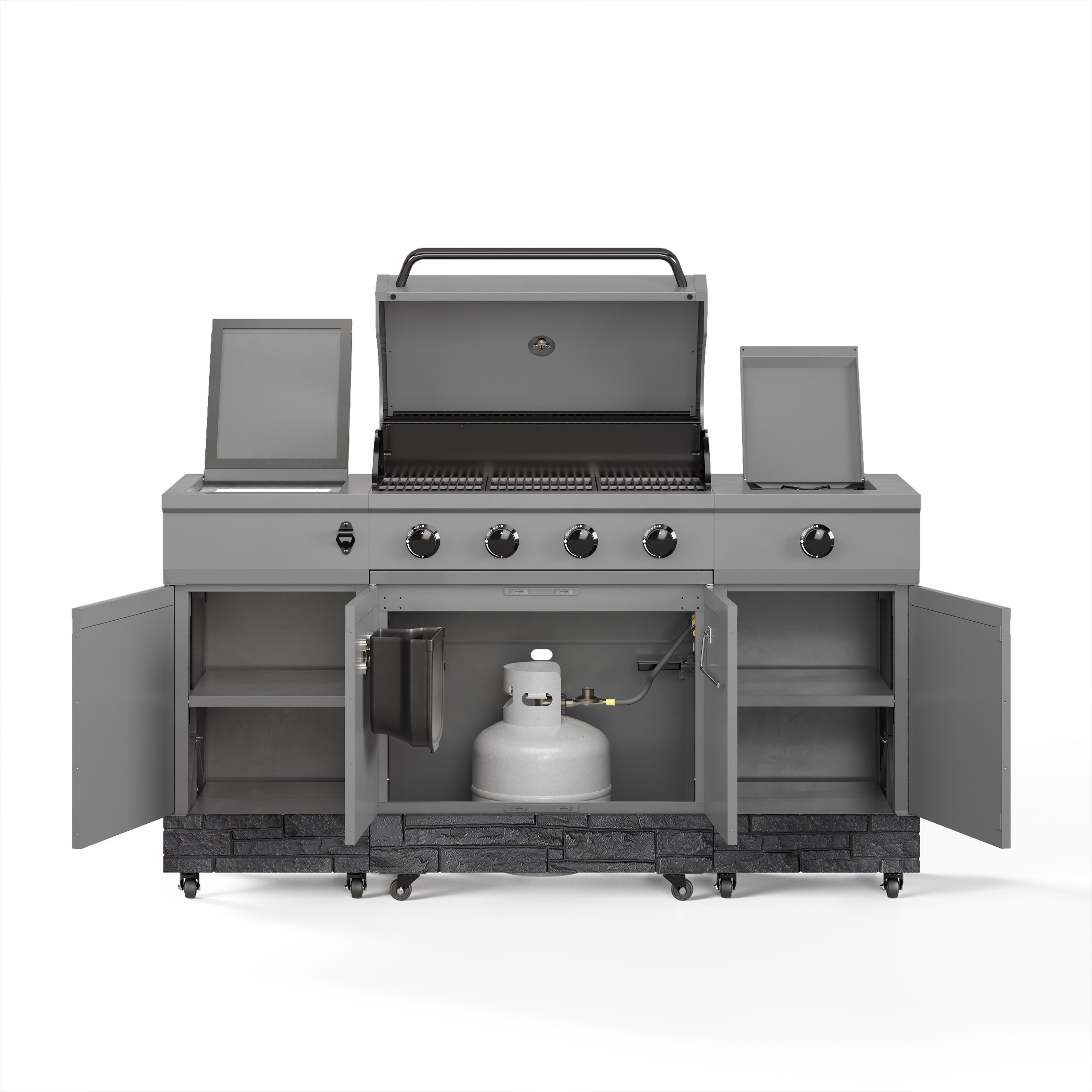 TYTUS Fresno 5-Burner LP/NG Convertible Grill in Gunmetal + Graphite Stone -  -TDT-021-0103