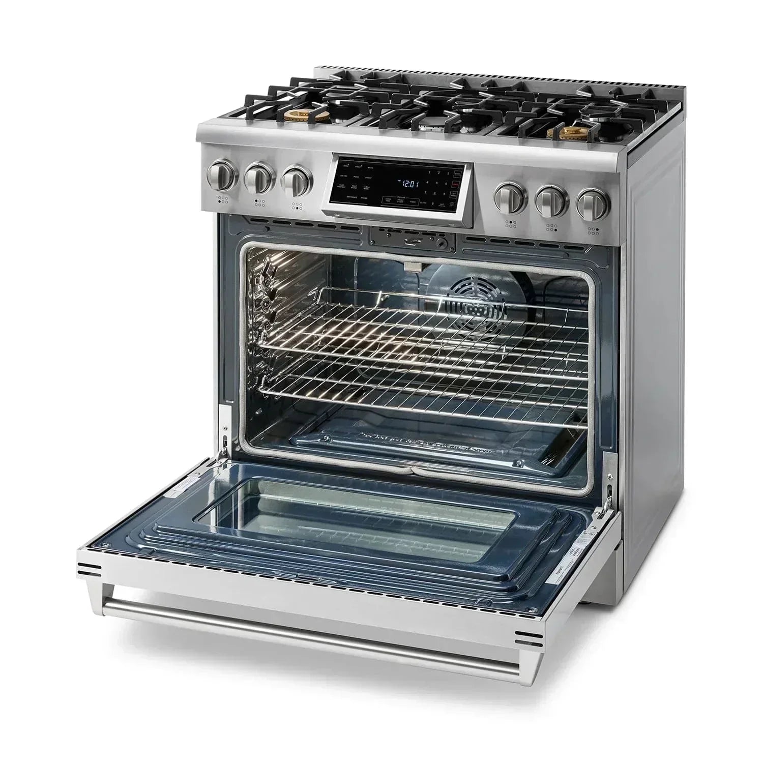 Thor Kitchen Appliance Package - 36 In. Gas Range, Range Hood, Microwave Drawer, Refrigerator with Water and Ice Dispenser, Dishwasher, Wine Cooler, AP-TRG3601-C-10