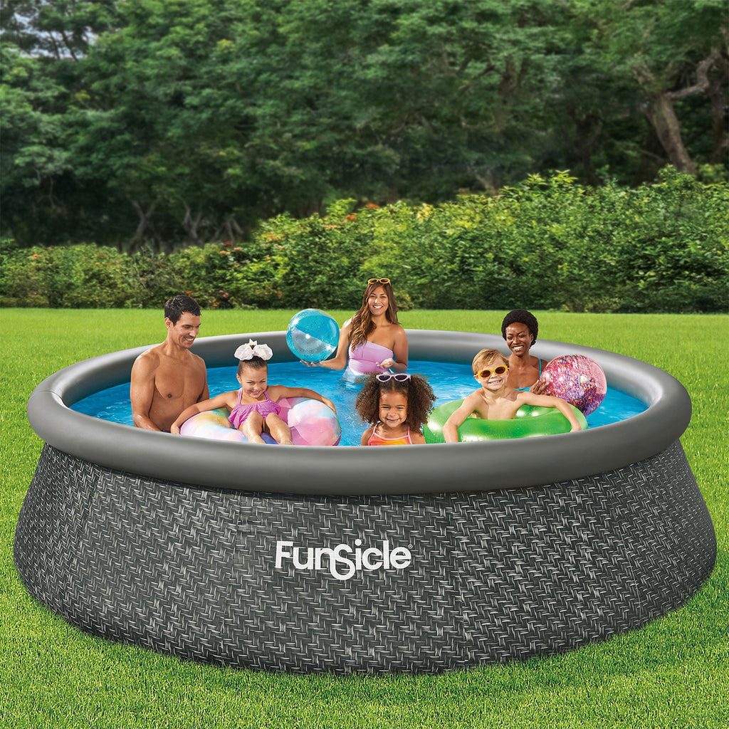 Marcy Funsicle 12' x 36" QuickSet Ring Top Above Ground Swimming Pool, Herringbone - 308879