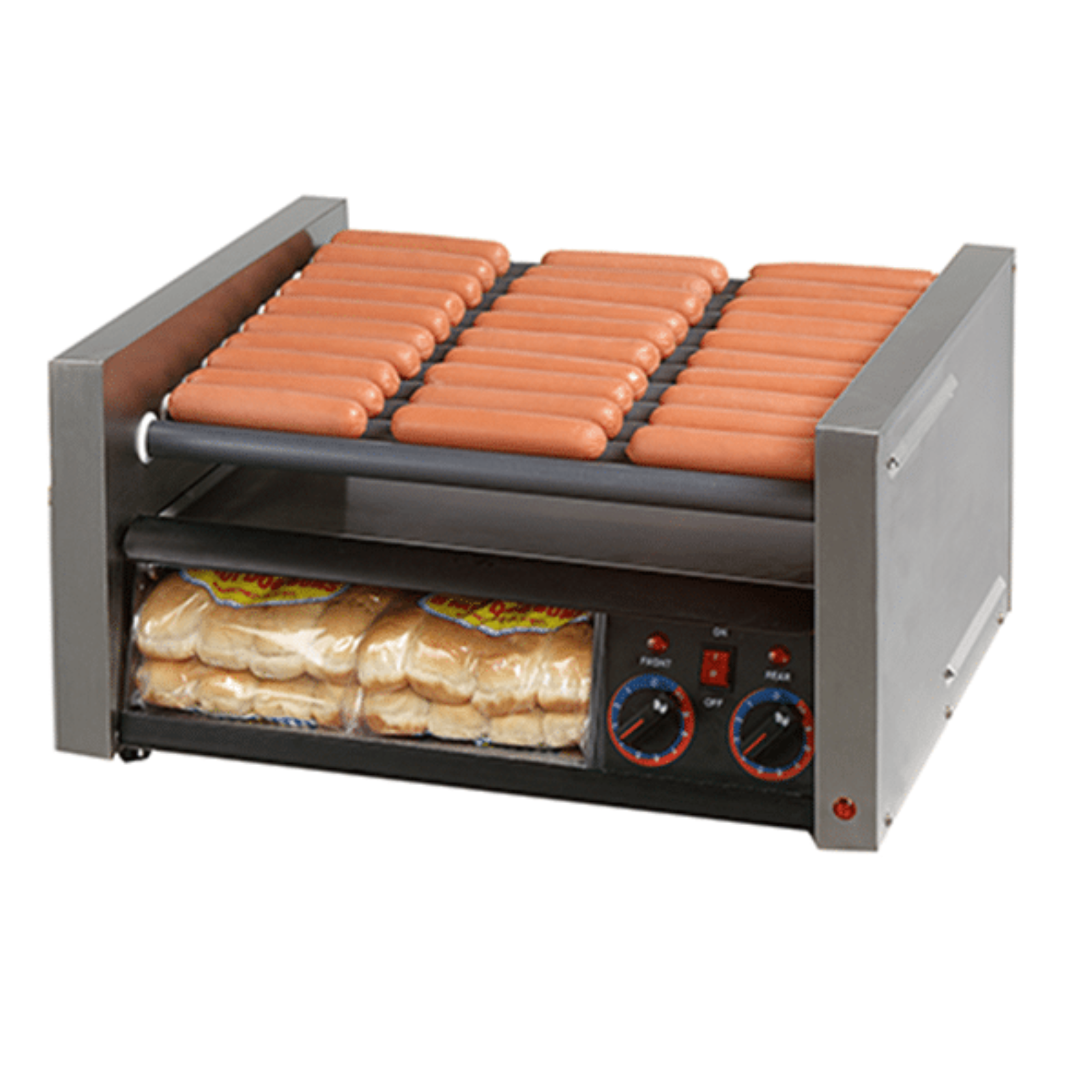 Star Grill-Max Roller Grills with Analogue Controls Duratec with Clear Bun Door - 8A-30SCBD-120V